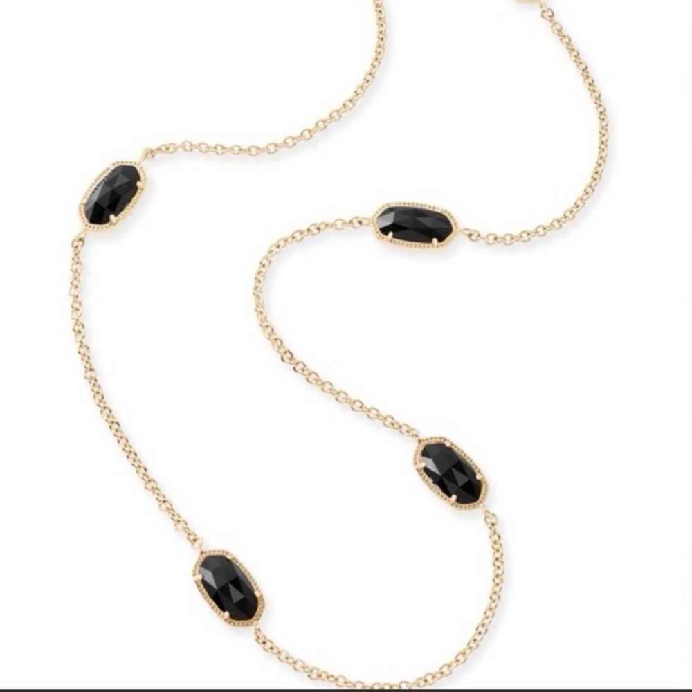 Kendra Scott Gold & Black quartz Kellie long necklace - please read description